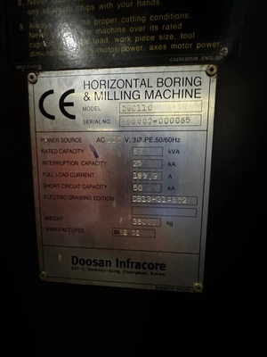 2012 DOOSAN DBC 110II Boring Mills Horizontal Table Type | USED CNC (8)