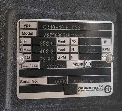 NEW GRUNDFOS CR 10-10 H-G22-A-V-HQQV