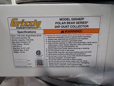 USED 2020 GRIZZLY G0548ZP