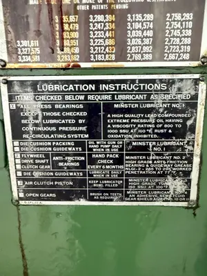 100 TON MINSTER P2-100-48 PIECE MAKER STRAIGHT SIDE SSDC HIGH SPEED PRESS 4" STROKE: YOBRO #23917