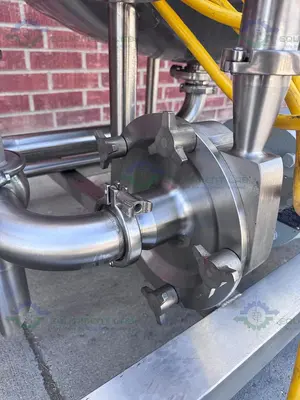 USED GEA 300 LITER RESERVOIR TANK W/ FRISTAM FPX742-205 CENTRIFUGAL PUMP, CONTROLLER