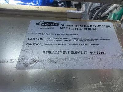 1980 FOSTORIA FHK-1348-3A Infrared Heaters | MD Equipment Services LLC (7)