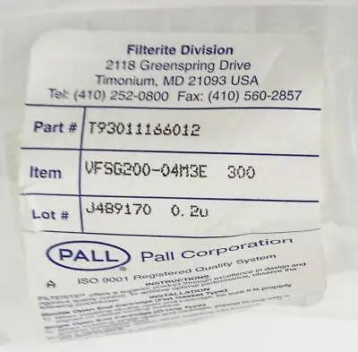 Pall Corporation VFSG200-04M3E Other Automation Equipment | ANACAPA EQUIPMENT BROKERS, INC (2)