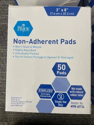Med Pride Non-Adherent Pads - 3 in x 8 in, 50 Pads/Box, 4 Boxes
