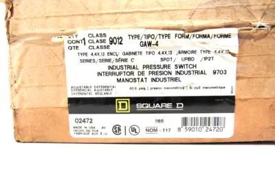 NEW SEALED SQUARE D 9012-GAW4 PRESSURE SWITCH SER.C 9012GAW4