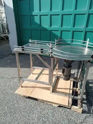 USED INLINE FILLING SYSTEMS 36" ROTARY DUMP/FEED TABLE (EXP. PROOF)