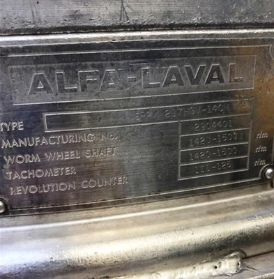 Alfa-Laval SRPX 417 HGV-14CH oil purifier, 316SS.