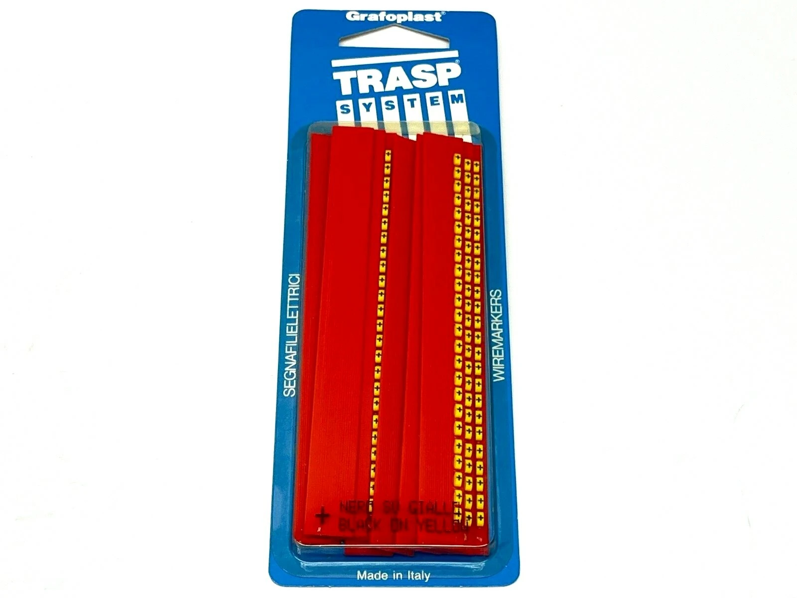 117P80BY | Grafoplast  Trasp System Wire Markers + Black on Yellow 10 Strips - New