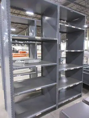 GRAY METAL SHELVING UNITS- DOUBLE WIDE
