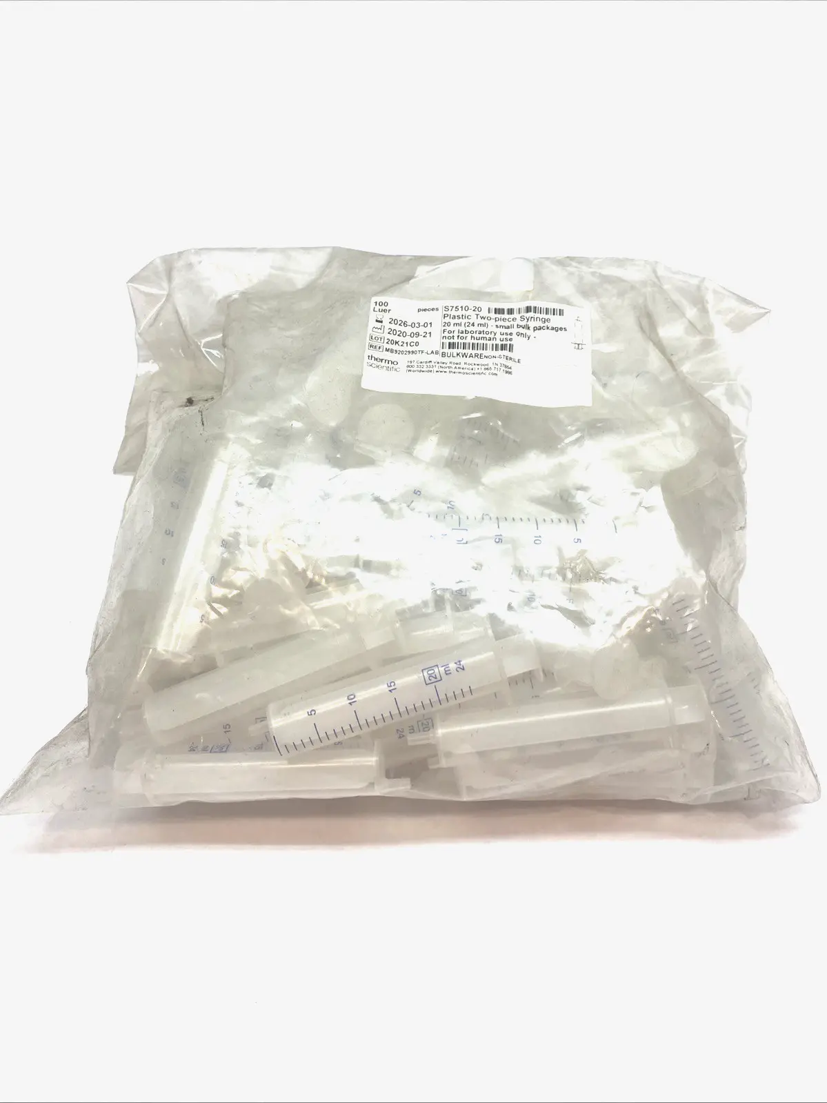 USED FISHER SCIENTIFIC LUER‑SLIP SYRINGE 20ML