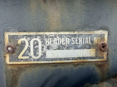 (1) make and model unknown 20' foot grain head, S/N N6-01012, for parts or repair only, working cond...