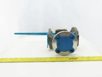 Fluroseal 1-1/2" Flange Class 150 Stainless Steel 3 Way Divert Ball Valve CF8M