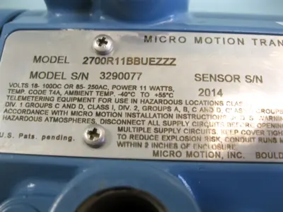 USED Micro Motion 2700 R11 BB UEZZZ