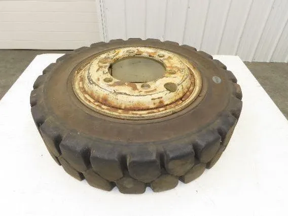 Bergougnan 28x7.00-15 Dual Forklift Tire Solid Traction Black 6-Lug Rim