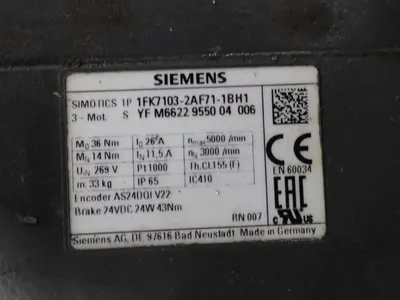 USED SIEMENS 1FK71032AF711BH1