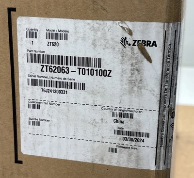 New | in-Stock Zebra ZT62063T010100Z Digital Printers Indiana US | J&J Industrial Supply #1548371