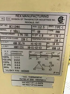 USED REX MANUFACTURING BC112HN1
