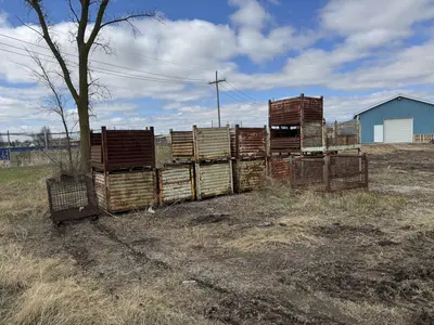(11) 40" x 53" x 29" STEEL BINS: STOCK #23220