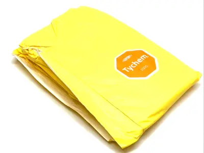 NEW DUPONT TYCHEM 2000 COVERALL XL YELLOW ATTACHED HOOD