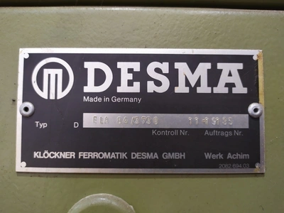 DESMA Vertical Rubber Injection Molding Machine, never used