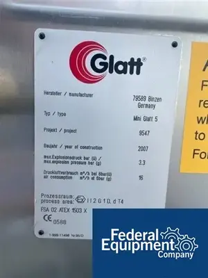 USED Glatt Glatt Mini Glatt 5 Fluid Bed Dryer