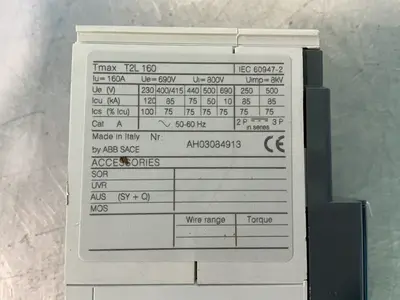 Used ABB TMAX T2L 160 Circuit Breakers Ohio US | HGR 24 #1455423