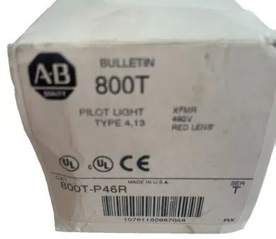 ALLEN BRADLEY 800T-P46R PILOT LIGHT SER. T 800TP46R NEW, SURPLUS