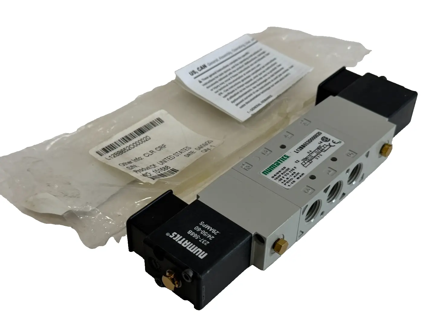 NEW NUMATICS L12BB652O000020 SOLENOID VALVE