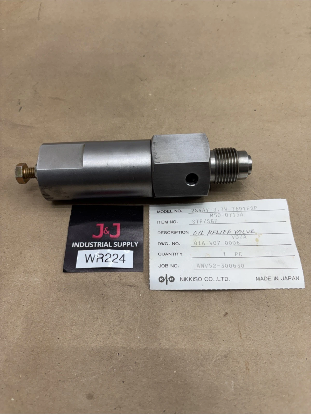 NIKKISO OIL RELIEF VALVE 2S4Ay-3.7V-76D1ESP  M50-0715A
