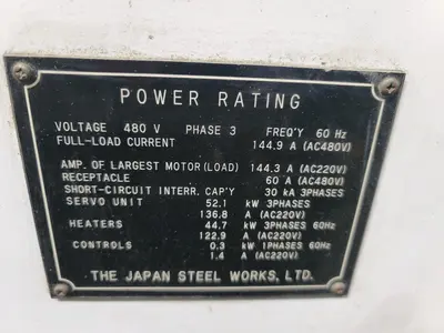 USED 2005 JSW J610ELIII-3100H ELECTRIC FOR PVC FITTINGS