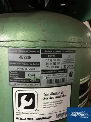 USED Speedaire Speedaire 30 gallon air compressor. Model 4B233B