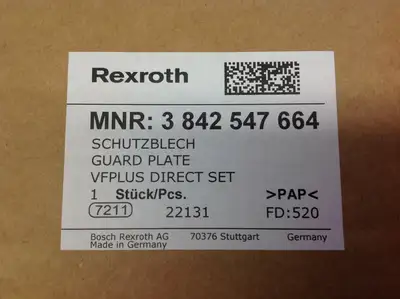 3 842 547 664 | Bosch Rexroth 3842547664 Guard Plate VFPlus Direct Set Varioflow - New