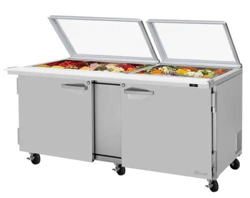 Turbo Air PST-72-30-N-GL 72 5/8" PRO Series Mega Top Sandwich/Salad Prep Table w/ Refrigerated Base, 115v