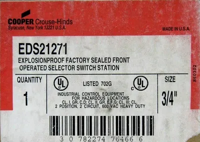 NEW CROUSE HINDS EDS21271 SELECTOR SWITCH STATION