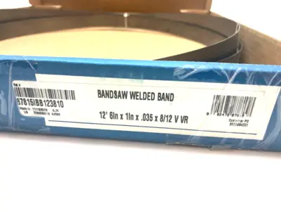 USED IRWIN WELDED BANDSAW BLADE: 12' 6 LONG X 1" WIDE X 8 TO 12 TPI