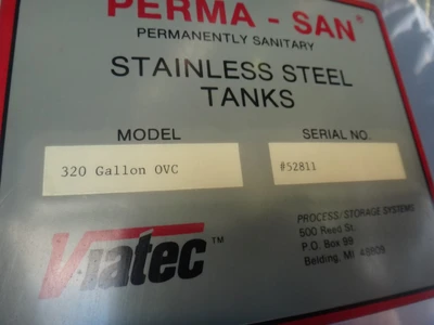 330 Gallon 304 Stainless Vertical Tank