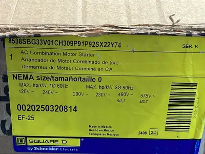 Used SQUARE D 8538SBG33V01CH309P92SX22Y74 Motor Controllers Ohio US | HGR 24 #1150634
