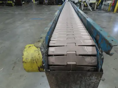 New London Engineering 7.5"x 17' 5" PlastiTrak Plastic Chain Bottle Conveyor 3PH