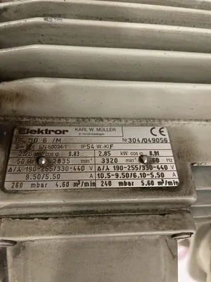Elektror SD6/M Regenerative Blower 2.85kW 2635/3320min-1 3PH
