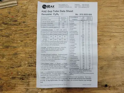 USED BENZENE RAE-SEP TUBES