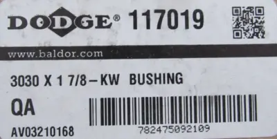 NEW DODGE 117019 TAPER LOCK BUSHING 3030 X 1 7/8-KW