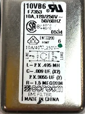 Used Corcom EMI RFI Power Line Filter 10A 250VAC Single Phase Flange Mount Misc Electrical & Power Parts Michigan US | Maverick Industrial Sales #1393053