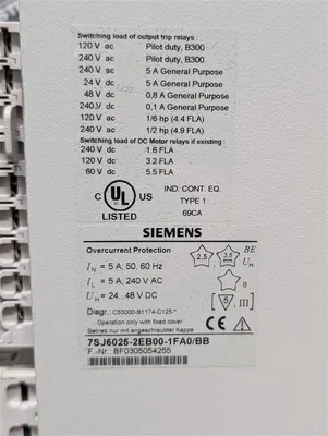 Siemens 7SJ6025-2EB00-1FA0/BB SIPROTEC Overcurrent Relay Module Used