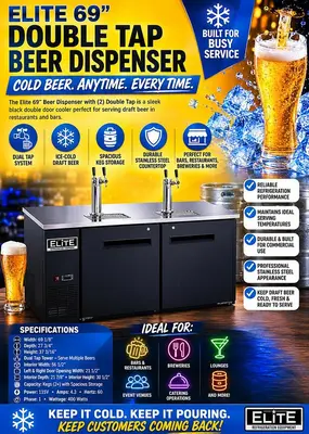 Elite 69″ Beer Dispenser with (2) Double Tap