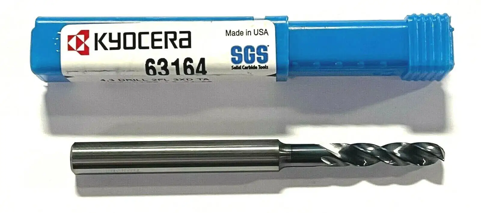 Kyocera 4.3mm Solid Carbide Drill 3xD TA Coating 145° Point Angle 2 Flute USA