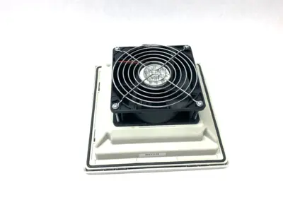USED HOFFMAN NVENT SIDE MOUNT COOLING FILTER FAN LIGHT GRAY, 24V, 70CFM