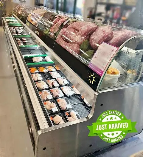 24" meat case with display - glass curved display