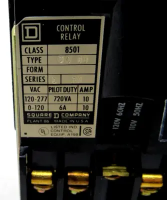 NEW SQUARE D 8501G080 CONTROL RELAY SERIES D 120-60 / 110/50