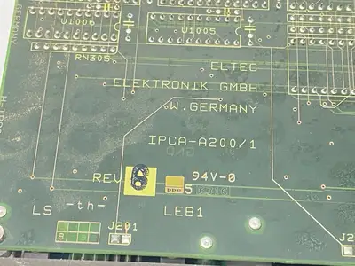 USED ELTEC MODULE BOARD IPCA-A200/1 REV 6 W/ IPIN A100.3 REV H BOARD