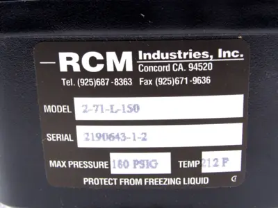 NEW RCM INDUSTRIES 2-71-L-150 FLOW METER 271L150